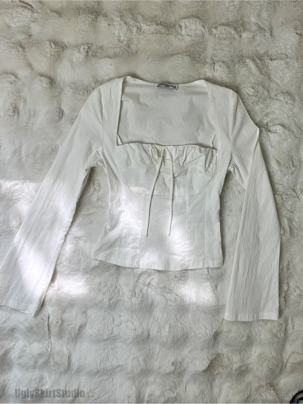 Princess Polly White Milkmaid Long Sleeve Ruched Corset Top Size 4